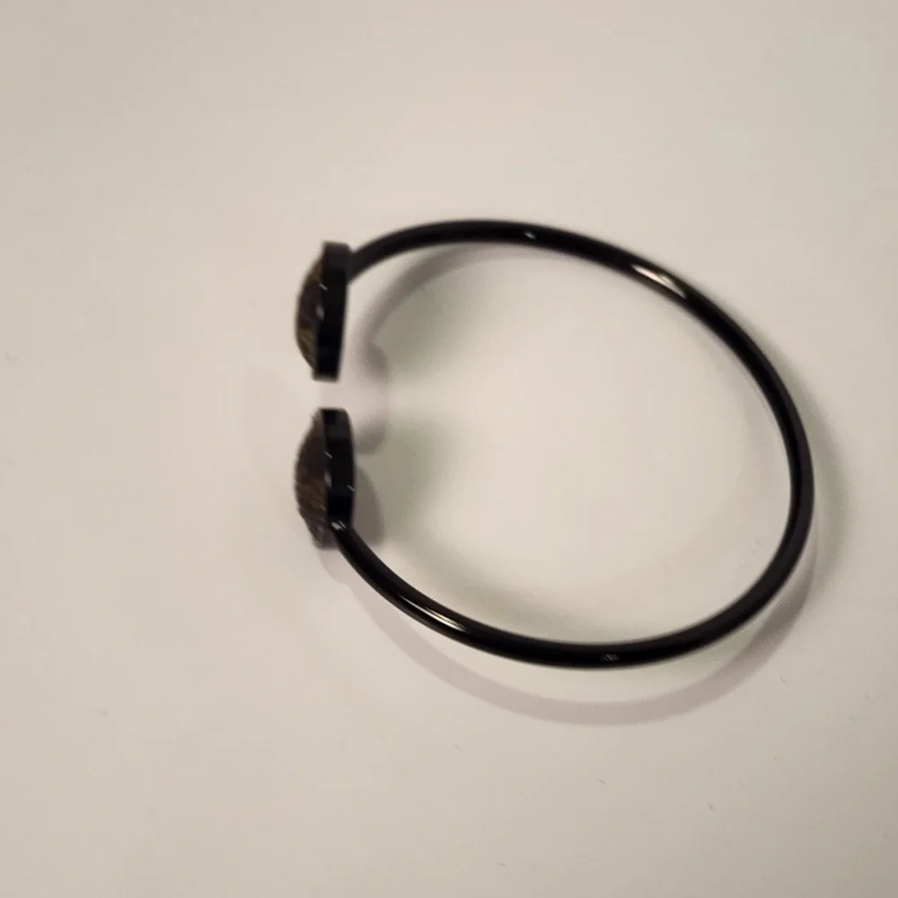 Louis Vuitton Brown Monogram Canvas Black Wrap Cuff Bracelet Clover Flower